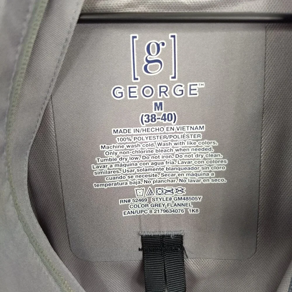 George Grey Hooded Rain Jacket Coat Zippered Adjustable Cuffs Medium Polyester